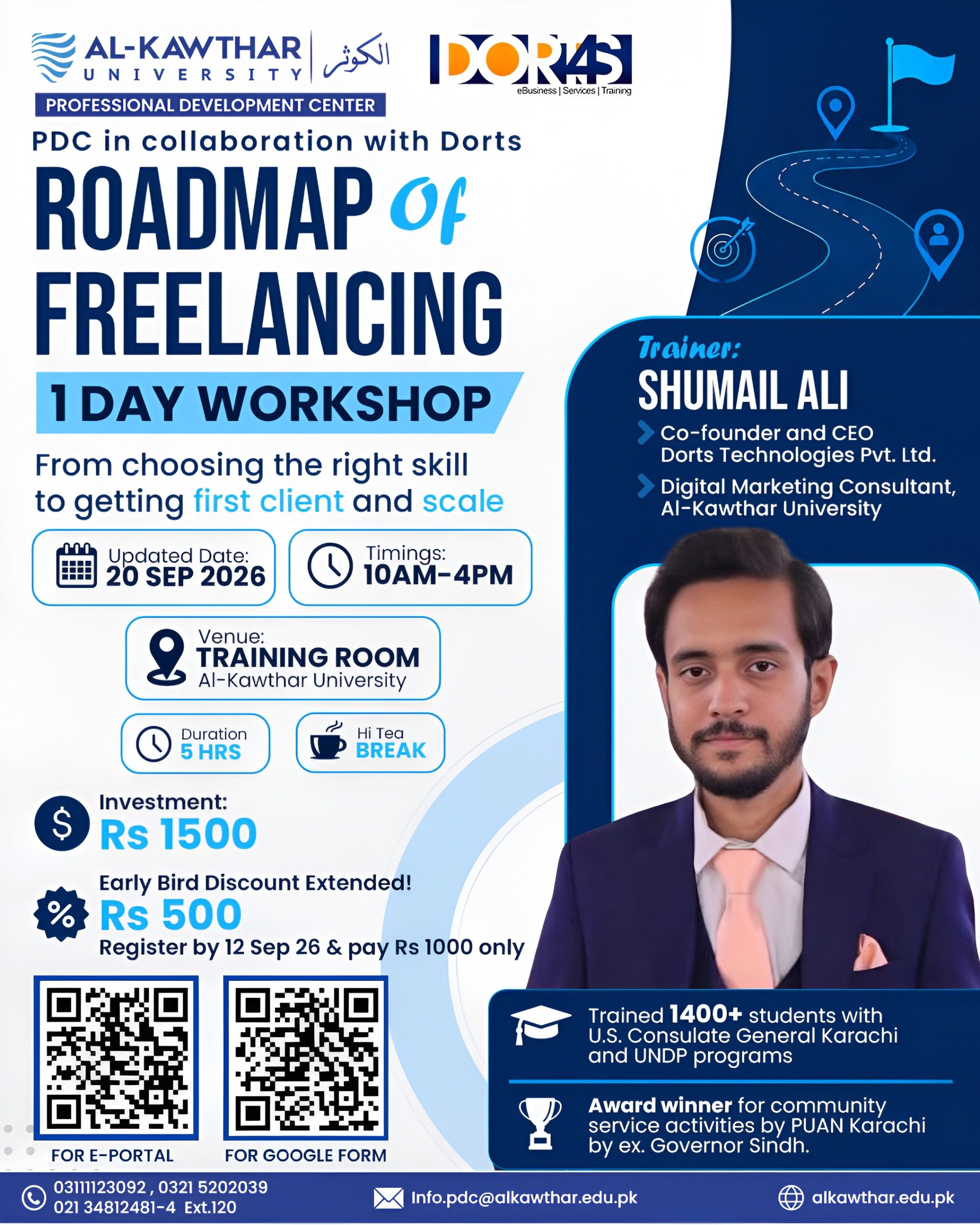 AL-Kawthar University PDC, in collaboration with Dorts Technologies, presents a practical workshop on choosing the right skill, getting your first client, and scaling your freelancing career.